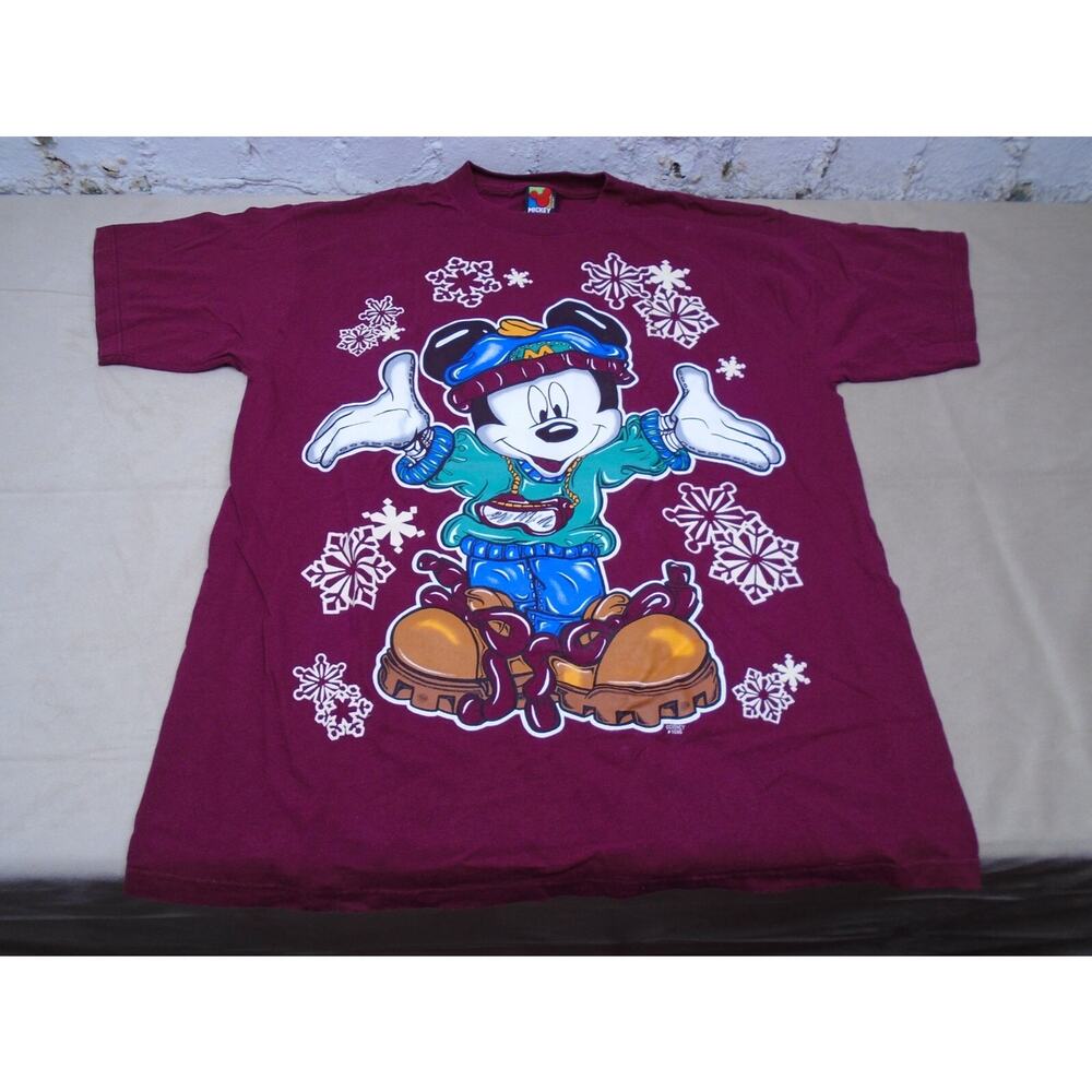 Vintage 90s Mickey Mouse Unlimited Hip Hop Snowflake Mickey Mouse T-Shirt